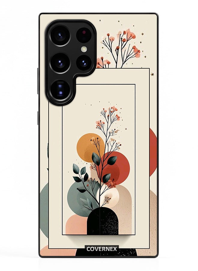 Covernex غطاء حماية لهاتف سامسونج جالكسي S23 ألترا مزخرف بتصميم نباتي بسيط وأشكال تجريدية - Image 2